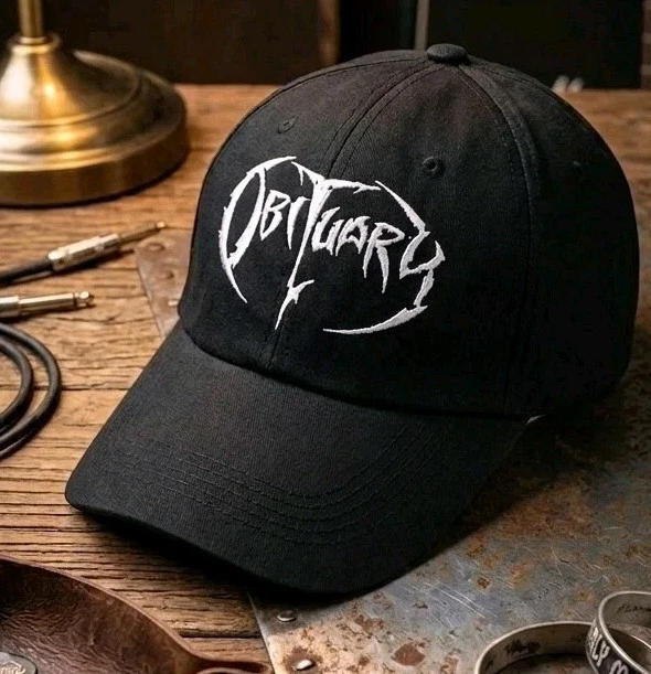 Obituary Band Logo Embroidered Baseball Cap Black Metal Rock Hat Merch