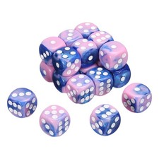 20Pcs 6 Sided Standard Dice, Acrylic D6 Pearl Pattern Dice Pink and Blue 