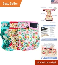 Flora Washable Dog Diapers Small - 3 Pack Absorbent Period Panties for Females