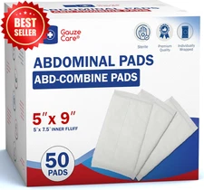 Gauzecare Sterile Abdominal Pads 5x9in 50ct Extra Absorbent Surgical Dressing
