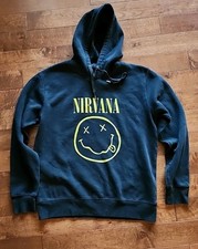 Nirvana Smiley Face Mens Medium Black Hoodie Sweatshirt