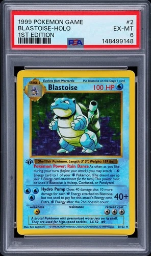 1999 POKEMON GAME 1ST ED #2 BLASTOISE-HOLO PSA 6