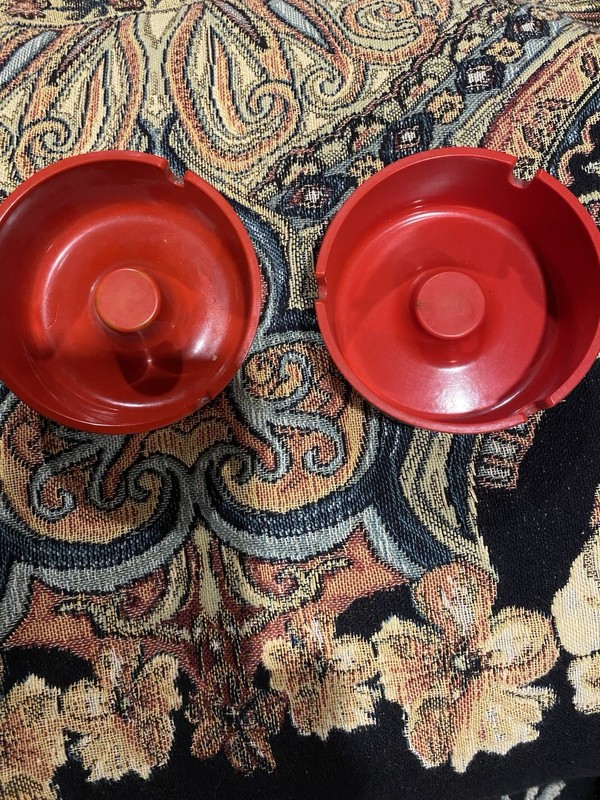 A Delightful DUO of Coors Beer~Red Promo Plastic Ashtray