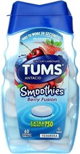 TUMS Extra Strength Smoothies Antacid Chewable Tablets, Berry Fusion, 750 mg,...