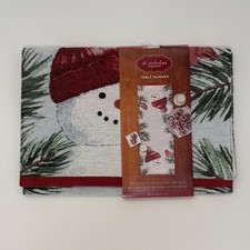 Snowman NEW St Nicholas Square Table Runner 36" Christmas Dining Decor