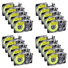 20x For Casio EZ Label Printer 9mm Black on Fluorescent Yellow Tape New Sealed