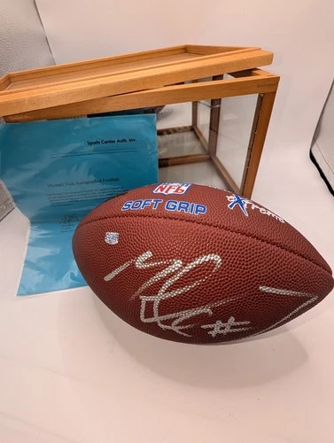 Michael Vick Signed NFL Football - 2001 Rookie Private Signing - COA & Case - #7