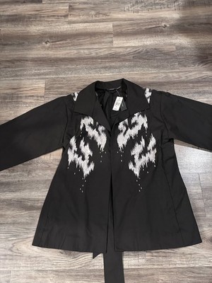 $448 Natori Kimono Womens Taffeta Black Size Large Embroidered BRAND NEW NWT