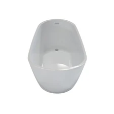 Glossy White 60-Inch Acrylic Freestanding Bathtub, Stylish Deep Tub with