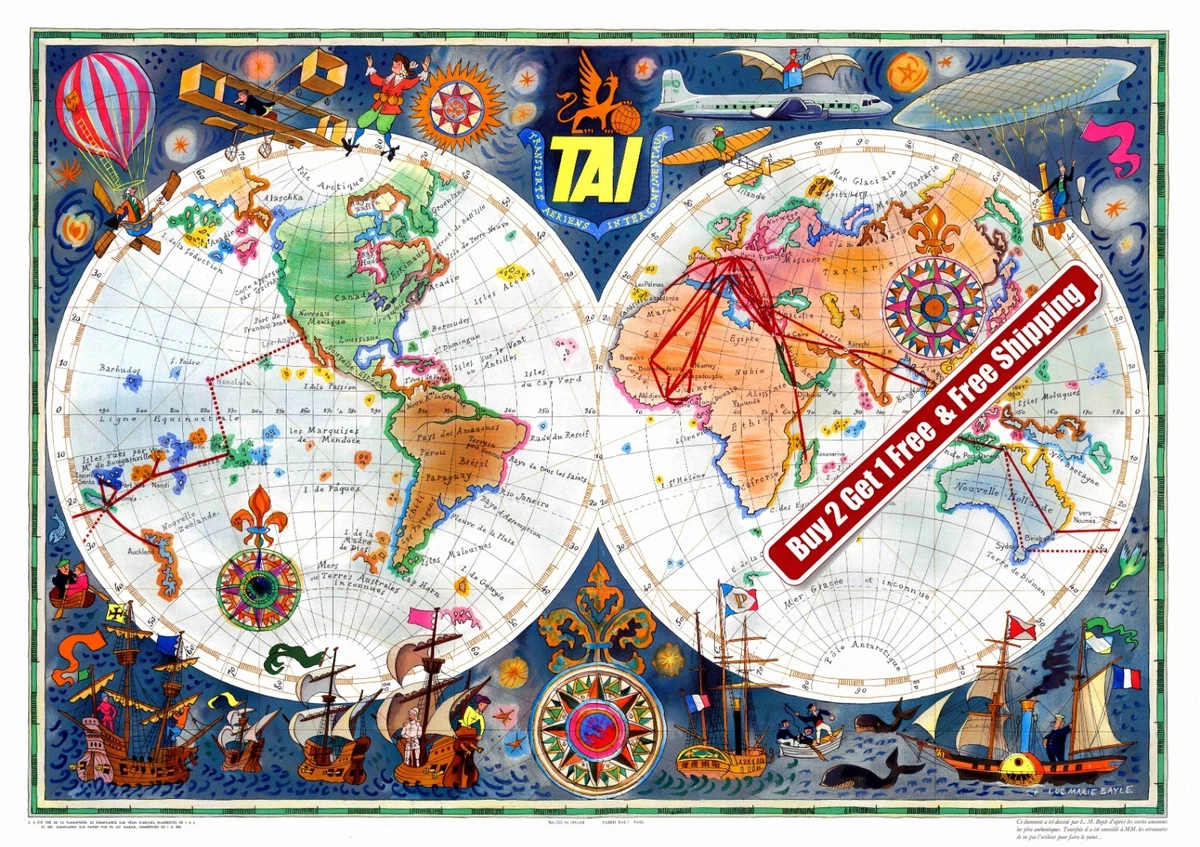 1950-1959 Date Range Antique World Wall Maps for sale | eBay