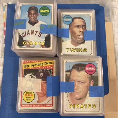1969 Topps Baseball 75 Card Lot Roberto Clemente, Willie Mays, Pete Rose, Mclain