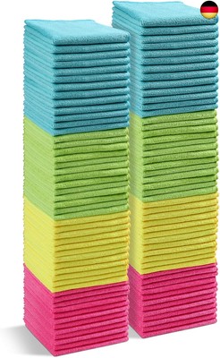 HOMEXCEL Mikrofasertücher 100 Stück, Mikrofaser Reinigungstücher Lappen Pu