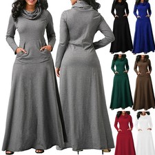 Damen Lässiges Maxikleid   Hochgeschlossen L...