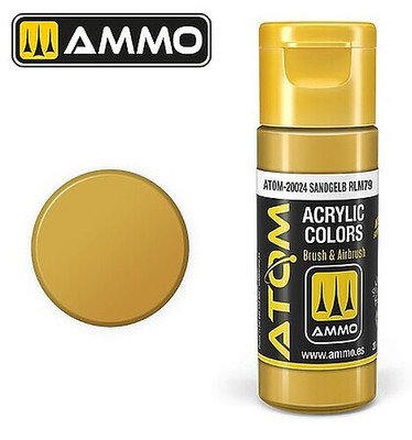 Ammo Atom Color - Sandgelb RLM79 20ml Bottle - Hobby and Model Acrylic Paint