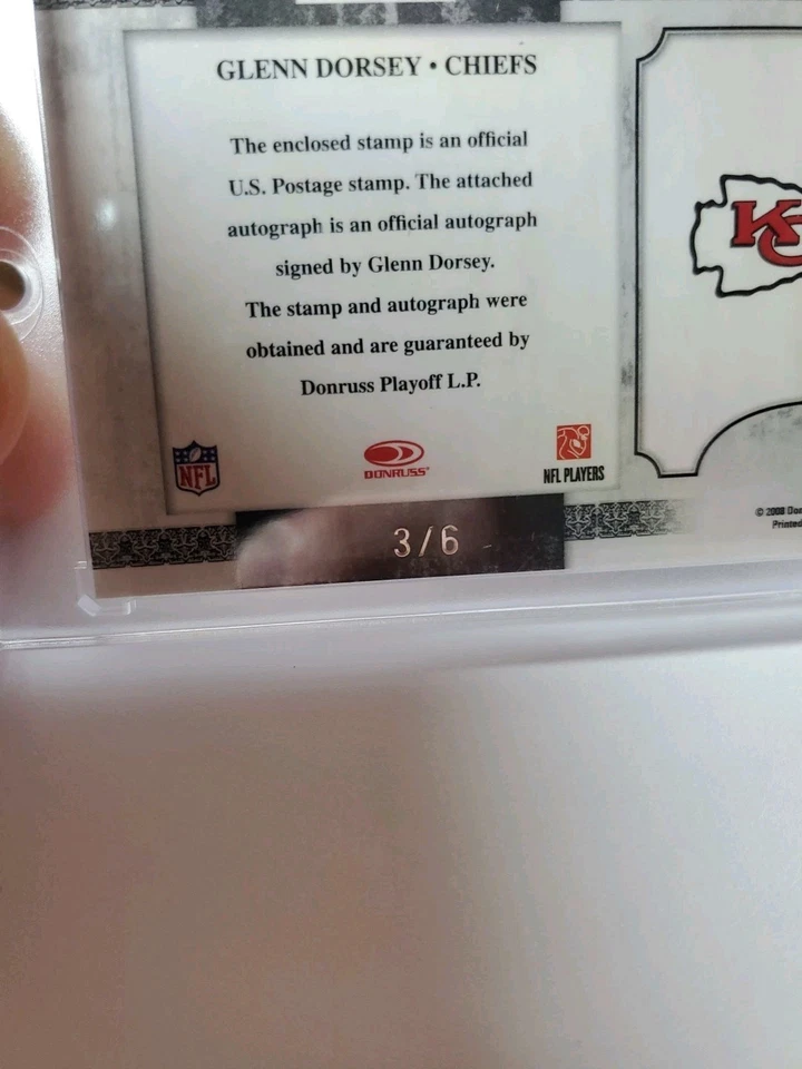 2008 Leaf Certified Materials #SS-29 Glenn Dorsey Auto Souvenir Stamps - #d 3/6 - Image 4 of 4