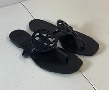 Tory Burch Women's Miller Sandals Matte Black Leather Flats 9M