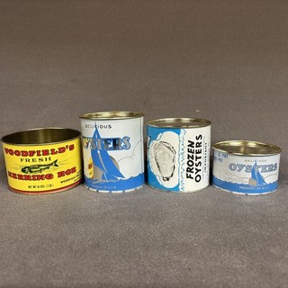 Lot of 3 Vintage Oyster Cans Hubbards Pier & Seafood Rock Hall MD