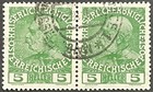 Austria, 60th Anniv. Kaiser Reign, VF, Used strip of 2, Scott #113b, Michel 142v — photo 1