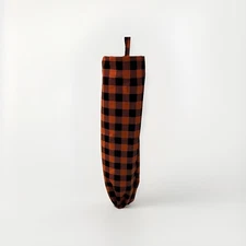 Orange & Black Buffalo Check Plastic Grocery Bag Holder Dispenser Dispenser 7x18