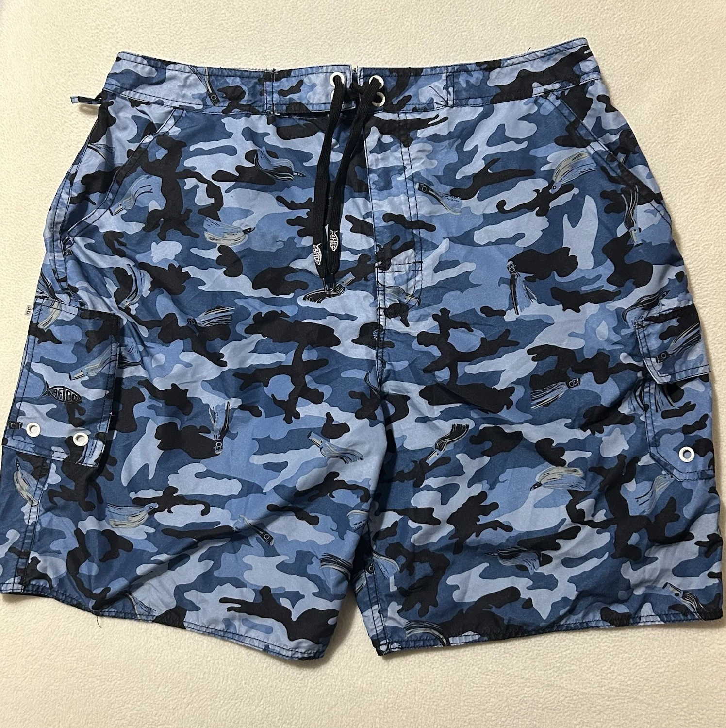 AFTCO Shorts Men’s 36 Blue Camo Fishing