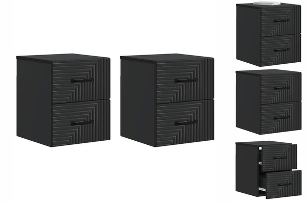 Nachttisch HäNgend 2Er Set Nachtschrank Schwarz 34,5X33X40 Cm-image