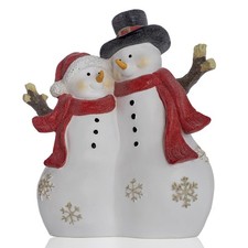 Christmas Decor Snowman Figurines Resin Lighted Indoor Ornaments Holiday Tree...