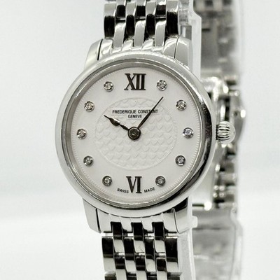 FREDERIQUE CONSTANT Slimline Quartz White Dial Diamond Heart Watch