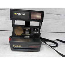 Polaroid Sun 660 Autofocus Instant Camera Black Retro Vintage untested