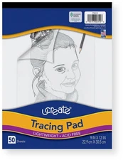 Ucreate P2312 Tracing Pad, 9 x 12 Inches, White, 50 Sheets Semi-Transparent S...