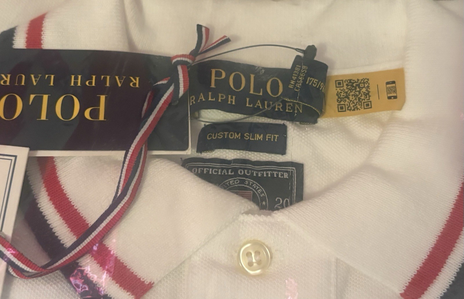 Polo Ralph Lauren Mens White Custom Slim Fit USA Olympic Team Polo Shirt M thumbnail 2