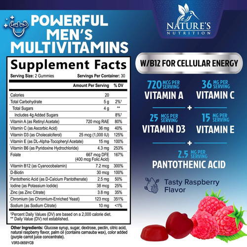 Men's Multivitamin Gummies - Daily Immune Support with Vitamins & Minerals