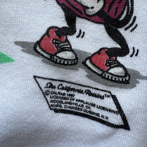 Vintage Herren M/L weiß California Rosinen Puffdruck Änderungen Etikett Sweatshirt - Bild 4 von 8