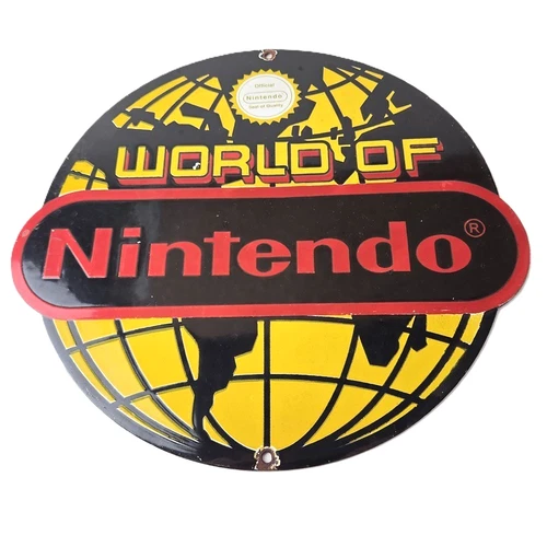 Vintage Nintendo World Seal Quality Porcelain Sign - Official Logo Sign