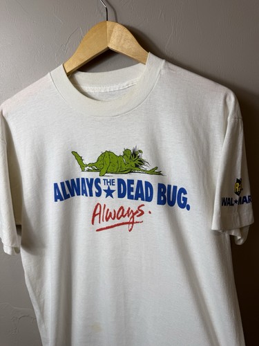 Vintage Raid Bug Spray Walmart Promotional Graphic T Shirt Dead Bug White L