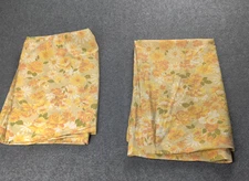 Vintage 1968 Lady Pepperell Floral Shower Pillow Cases King Yellow Made USA