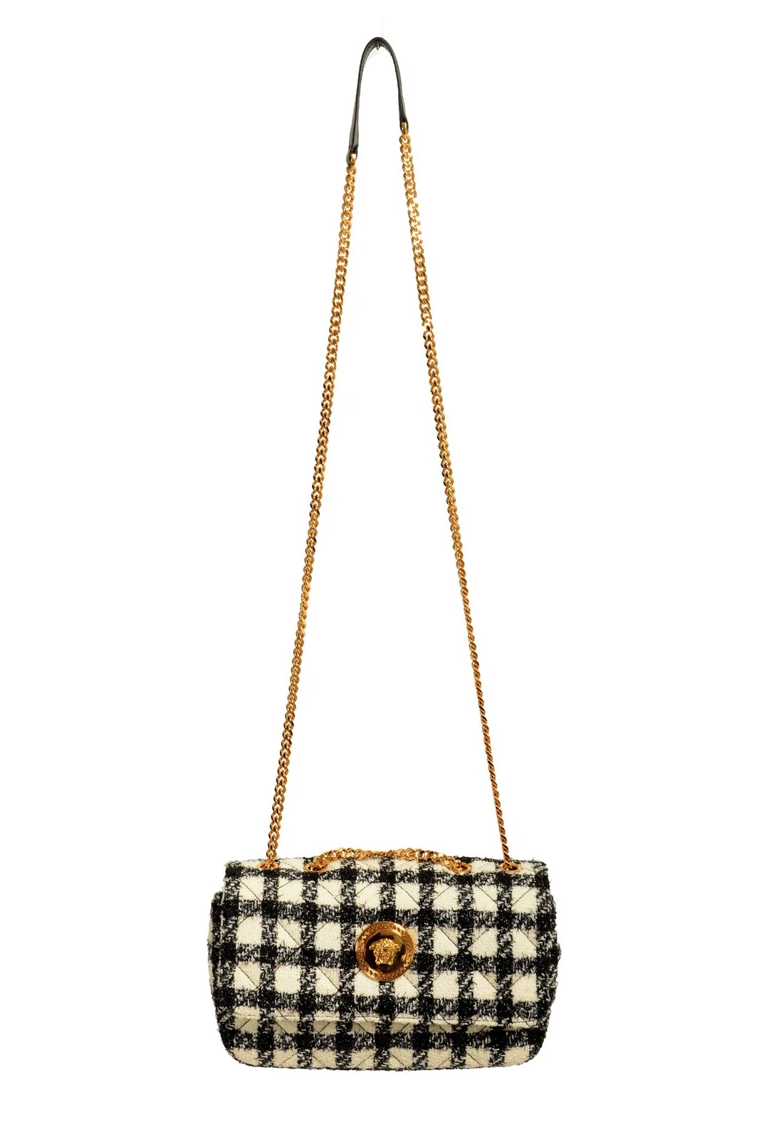 Versace — Versace Women's Tweed Wool Gold Medusa Quilted Handbag Shoulder Bag