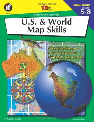 U.S. AND WORLD MAP SKILLS (100+ SERIES) By Claire Norman *Excellent Condition*