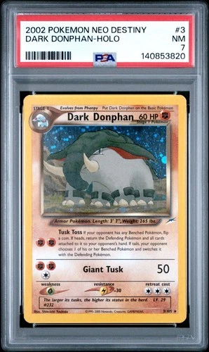 2002 Pokemon Neo Destiny Dark Donphan Holo 2/105 #3 PSA 7
