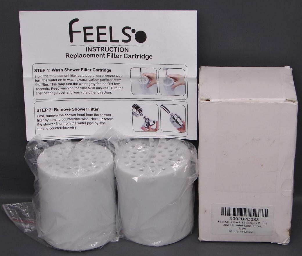 2-Pack FEELSO Replacement 15 Stages SHOWER FILTER CARTRIDGES Removes Chlorine...