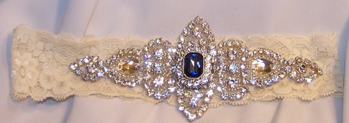 Rhinestone Lace Bride Garter Belt Wear/Craft-Blue Clear Rhinestones