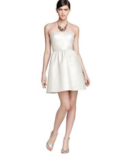 AQUA ~ Gold Metallic Jacquard Strapless Fit & Flare Party Dress 6 NEW $188