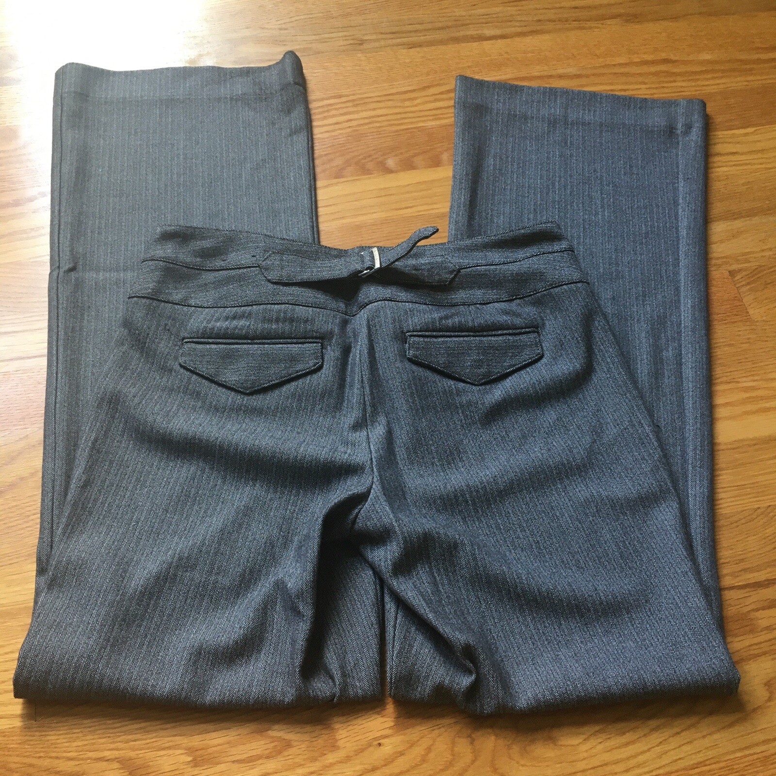 Express Gray Herringbone Bootcut Editor Pants - image 5