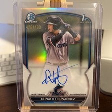 2023 Bowman Chrome 1st Ronald Hernandez Auto #/499 REFRACTOR CPA-RH MARLINS METS