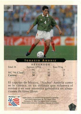 Team Mexico 1994 Upper Deck English Spanish World Cup Contender - Picture 10 of 33