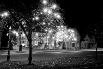 Broadway Weihnachtsbeleuchtung Cotswolds Worcestershire UK Foto Bild Druck