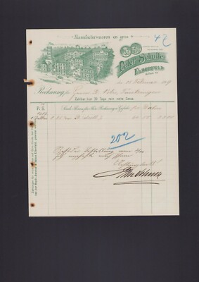 Elberfeld, invoice 1899, Peter Schulte manufactured goods in bulk
