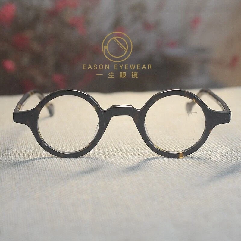 Marco de gafas redondo de acetato sólido para hombre retro tortuga lentes circulares Foto 2 de 4