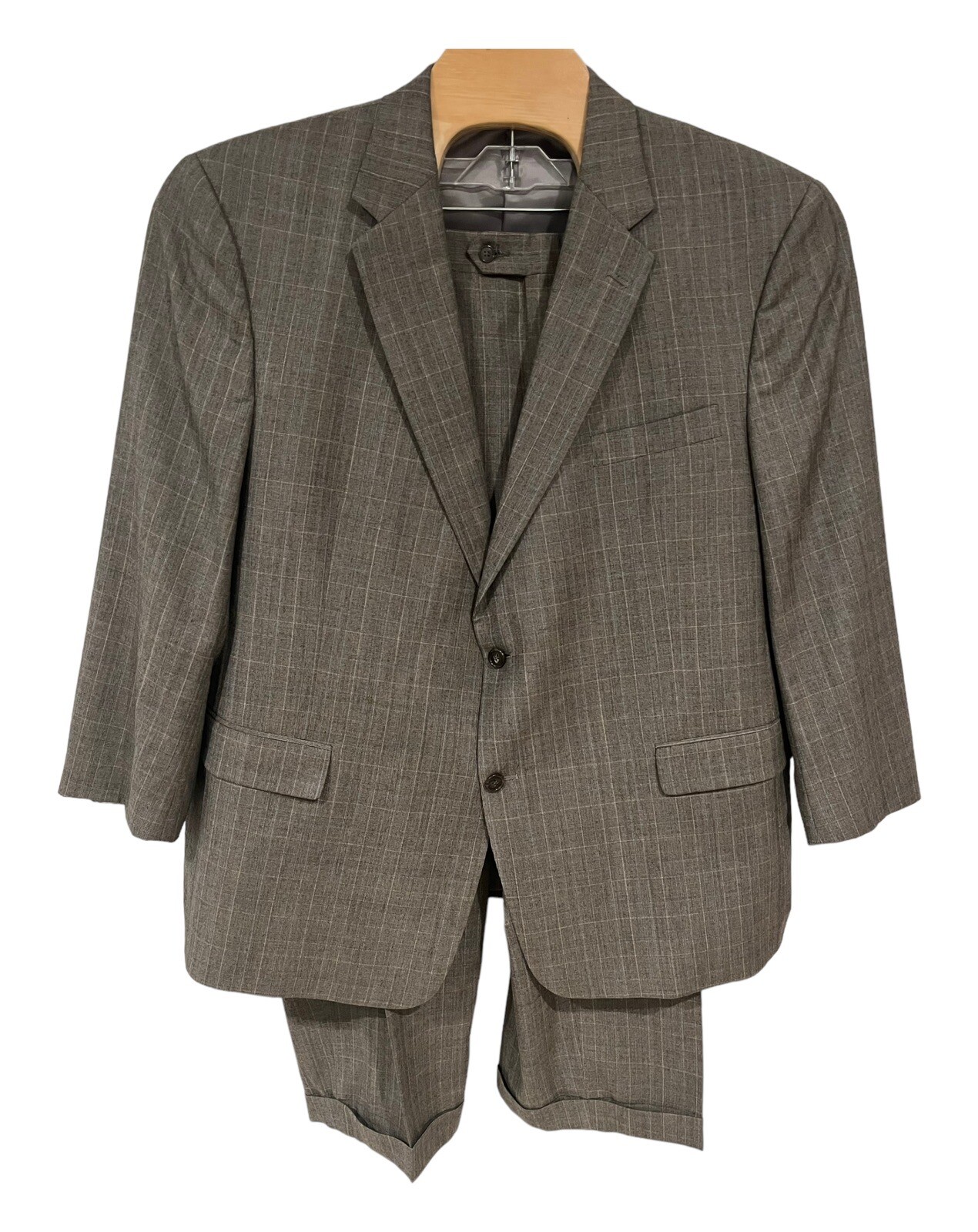 HART SCHAFFNER MARX GOLD Sz 52R/45W Plaid Gray Men's Suit UNION Made USA eBay