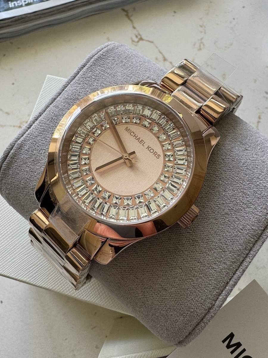 Gold Michael Kors Watch with bezel baguettes Michael Kors MK5412 Rose Gold-tone Baguette Bezel  main image 4