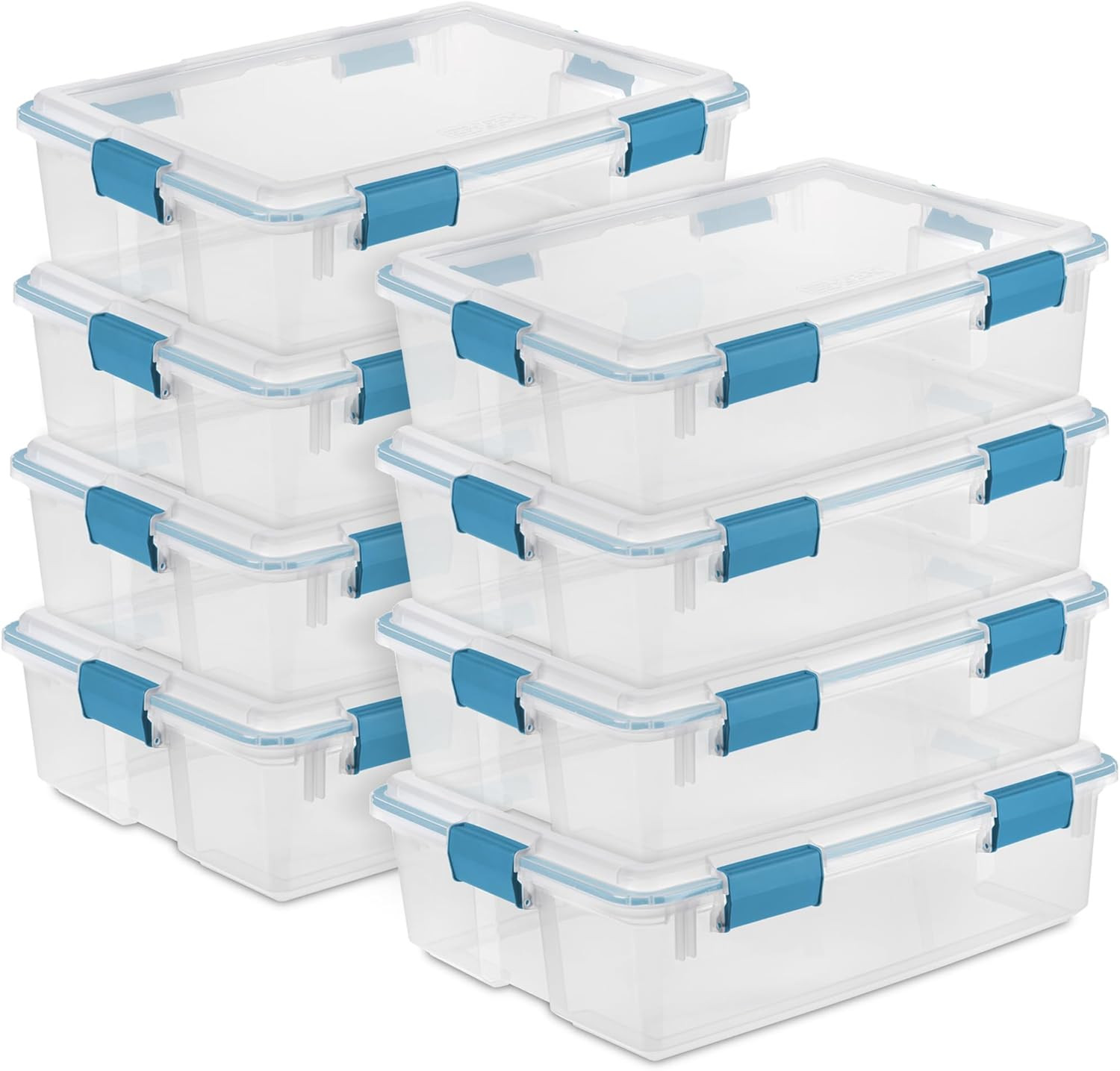 4-Pack Gasket Box, Weather-Resistant Storage Bins with Latching Lids, 37 Quart